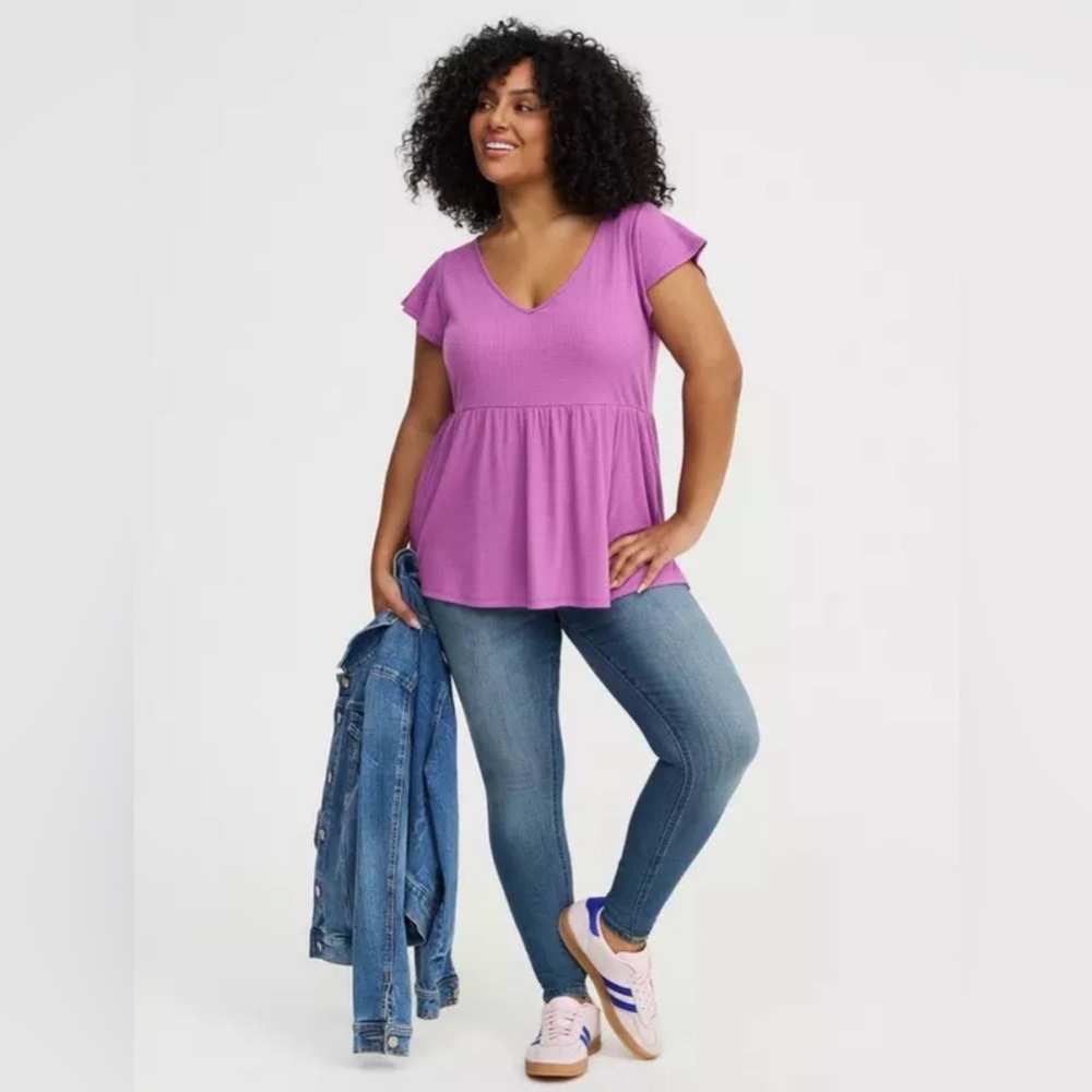 Torrid Textured Liatris Jersey Flutter Sleeve Women’s Plus Size 4X Babydoll Top